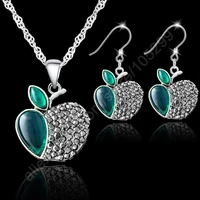 charming fast ship jewelry sets cute retro tai silver mosaic big apple shaped necklace hook earrings sets for womengirls gifts