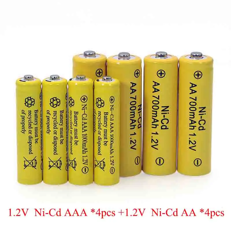 4 шт. NI CD AA 700mAh батареи 1 2 v Перезаряжаемые гидридных и никель кадмиевых типов