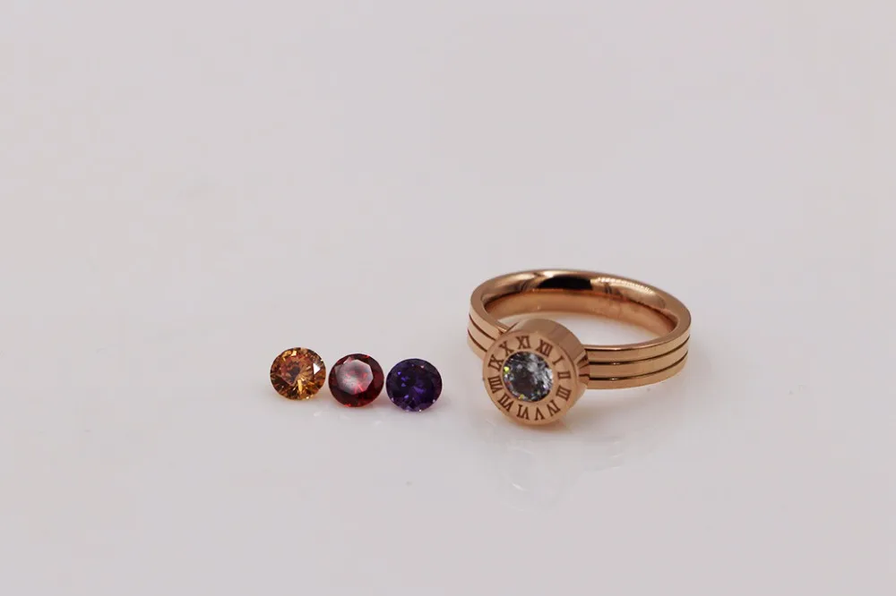 Модное Брендовое кольцо из нержавеющей стали цвета розового золота с яркими