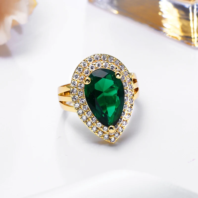 New Arrival Women Green Stone Ring Setting with Cubic Zirconia Lead free Nice Cute ring Free Shipping anillo bague anel|wedding rings|cute ringsring