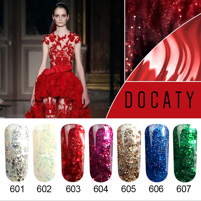 Docaty дизайн ногтей УФ светодиодная лампа замочить Полупостоянный 7 мл красочный