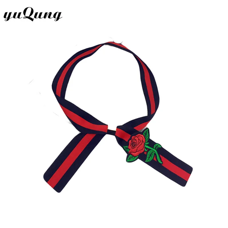 Узкий Женский Галстук Yuqung галстук-бабочка в полоску с цветком розы для студентов