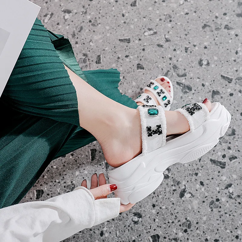 Обувь Женские сандалии со стразами zapatos de mujer Стразы Тапочки feminina chaussures femme