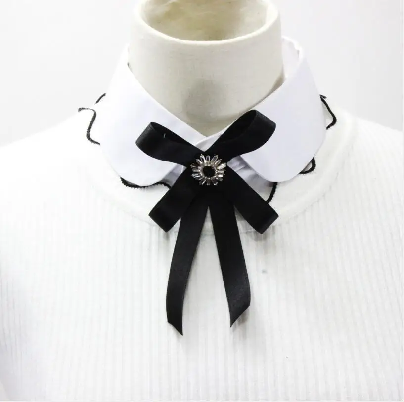 Ретро брошь с двумя бриллиантами и бантом искусственный воротник декоративный