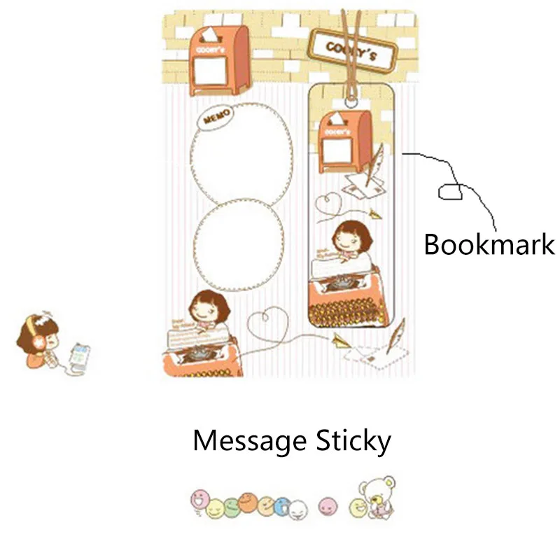 

Cute Kawaii Self-Adhesive Memo Pad Sticky Notes Bookmark Little Girl Plan Agenda Sticker Notepad Post Stationery For School Kids
