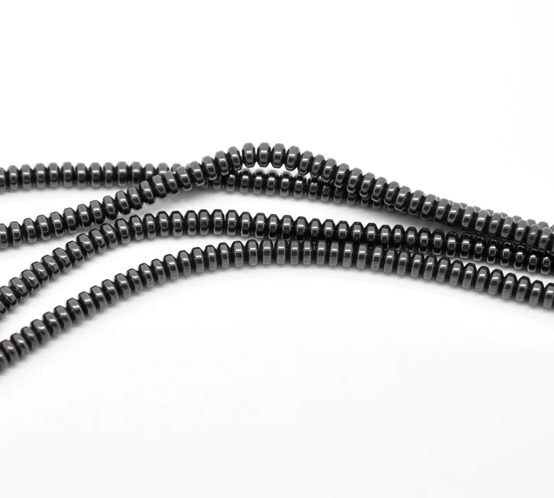 DoreenBeads черные плоские круглые свободные бусины из гематита 4x2 мм около 350 шт. (B19234)