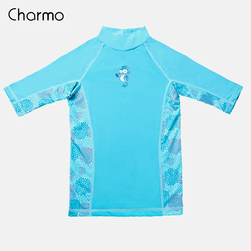 BL Charmo/детский купальный костюм, набор Рашгард для мальчиков, купальный костюм с короткими рукавами, комплект из двух предметов, одежда для плавания, Rash Guard UPF 50+ купальные рубашки, Спортивная рубашка - Цвет: BL