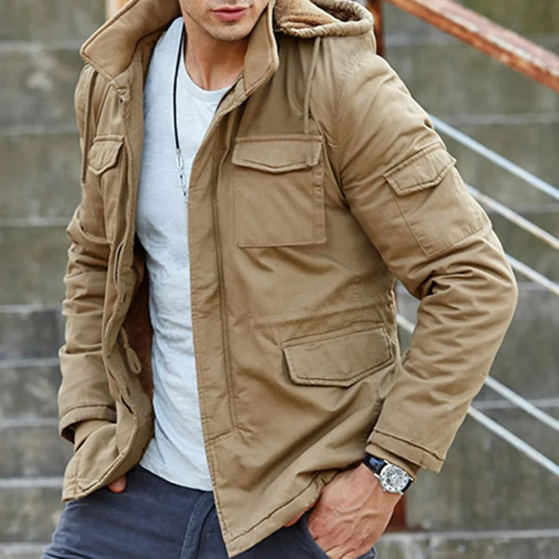 

New winter pure color zipper men hooded jacket coat coat