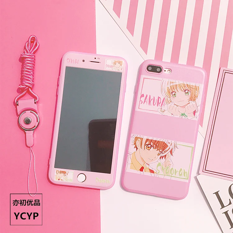 Чехол Sakura для iphone X Cardcaptor+ Защитная пленка для экрана из закаленного стекла для iphone 6 6s Plus 7 7plus 8 8plus Сейлор Мун