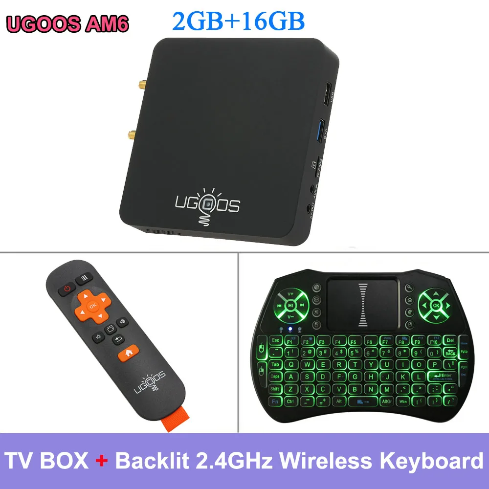 2G Backlit Airmouse UGOOS AM6 2 Гб 16 Гб ТВ приставка Smart Android 9,0 приставка Amlogic S922X 2,4G& 5G WiFi 1000M LAN DLNA BT 5,0 4K HD медиаплеер - Цвет: 2G Backlit Airmouse