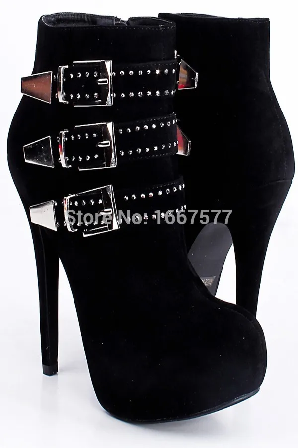 Shoesofdream женская черный металлической пряжкой молния высокие тонкие пятки