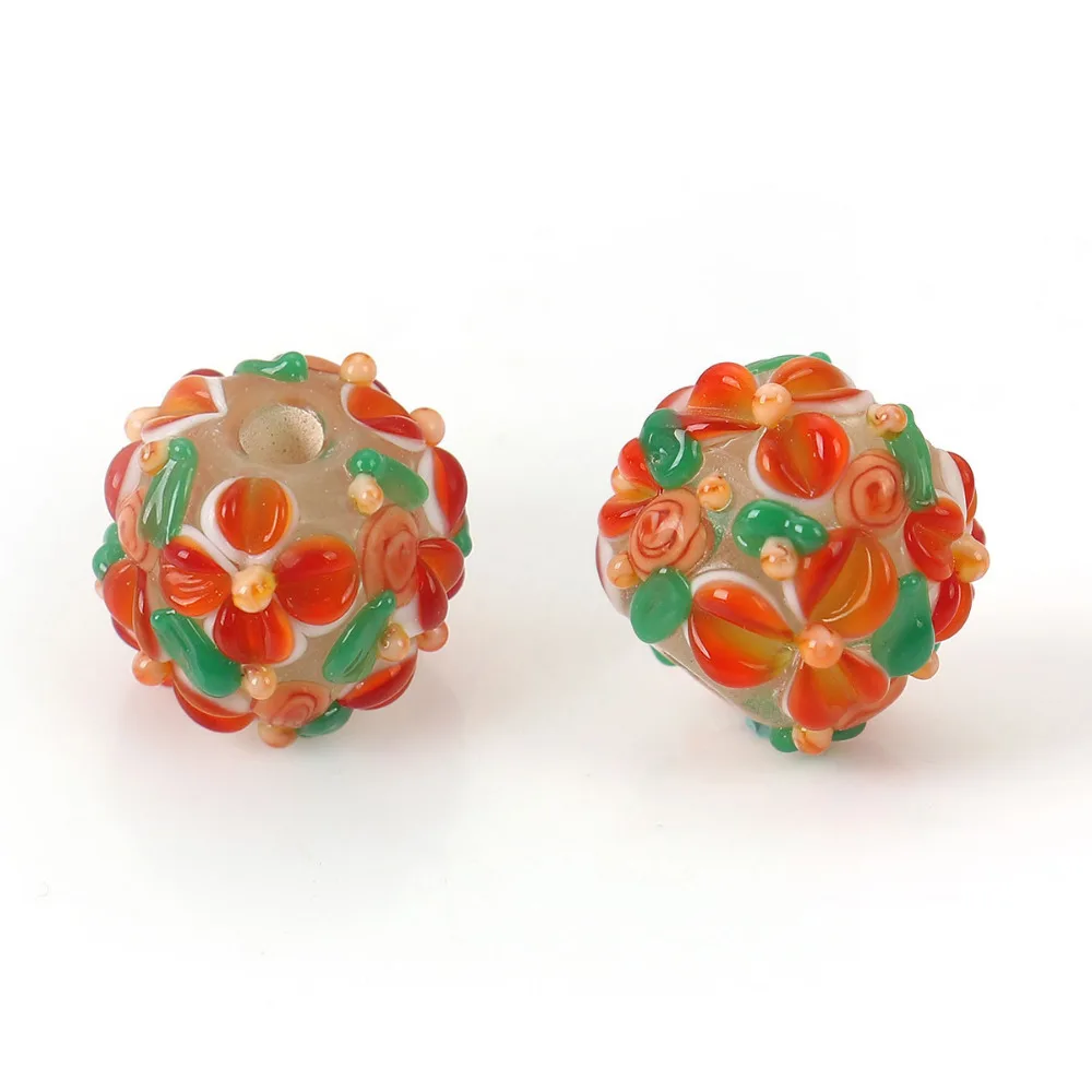 DoreenBeads многоцветные лэмпворк стеклянные закрытые цветочные круглые бусины