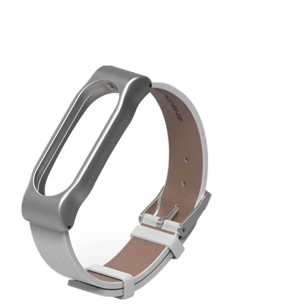 Silver White Ремешок mi jobs из натуральной кожи для Xiaomi mi Band 2 Смарт-часы Безвинтовой браслет mi band 2 ремешок mi band 2 ремешок безвинтовое запястье - Цвет: Silver White