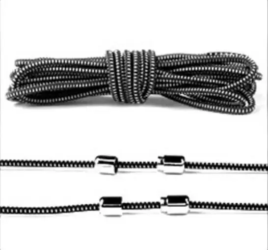 Black and white 2 шт ленивые шнурки эластичные круглые без шнурков шнурки для обуви Быстрая блокировка пряжки шнурки для детей и взрослых кроссовки для мужчин и женщин 100 см можно отрезать - Цвет: Black and white