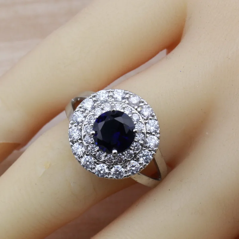 Mystic 925 Серебряный Круглый с натуральными камнями Циркон Синий Ювелирные наборы для женщин модный костюм независимая подарочная коробка