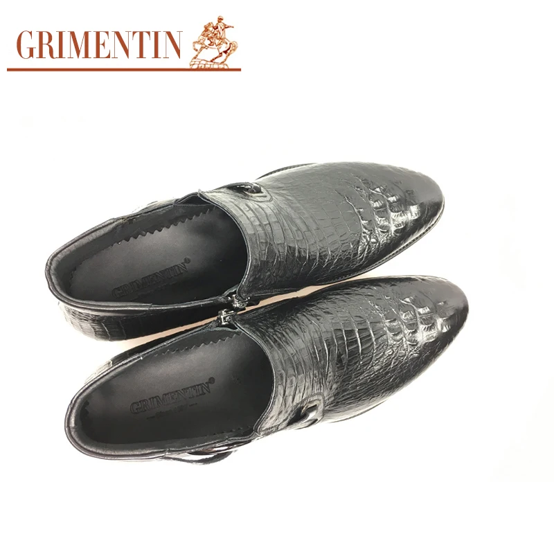 GRIMENTIN/Брендовые мужские ботильоны в крокодиловом стиле натуральная кожа цвет