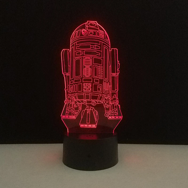 3D светодиодный светильник USB красочные настольные лампы йода R2D2 BB8 Звезда смерти