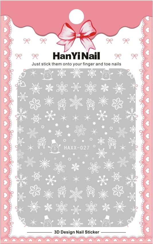 HX023-037, новинка, самоклеющиеся наклейки для ногтей, наклейки для ногтей, снежинка, зима, Рождество, маникюрные наклейки