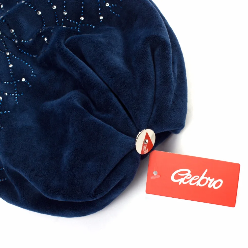 

Geebro Brand New Women's Beanie Hat Casual Knitted Beanie For Women Shine Rhinestones Beanies Balaclava Bonnet Cap Female GS062