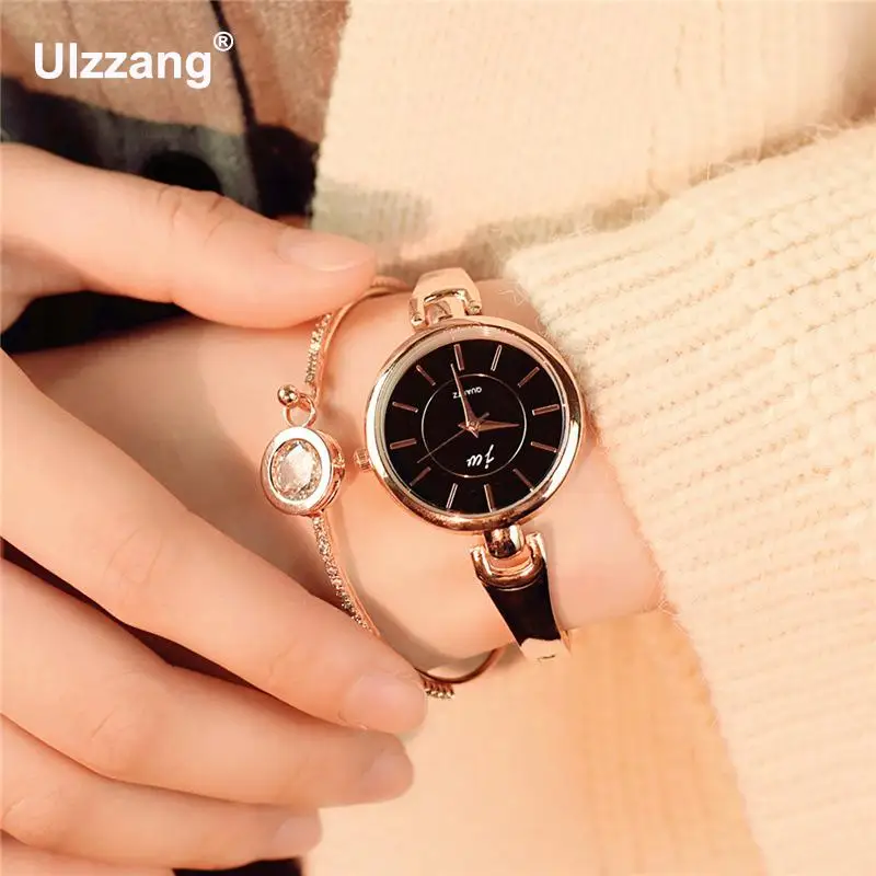 Модные простые тонкие женские кварцевые наручные часы Ulta с металлическим