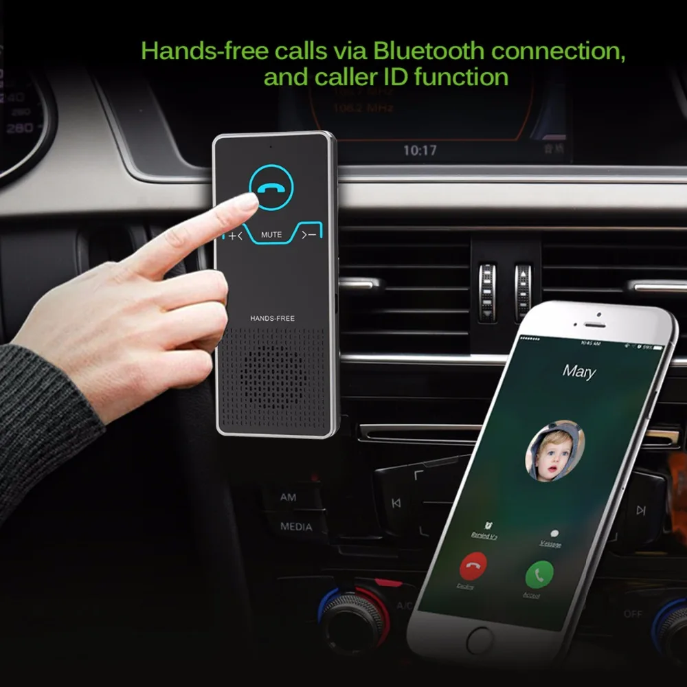 SOONHUA Bluetooth автомобильный комплект Беспроводной Громкая Связь Динамик солнцезащитный козырек Громкая связь музыкальный плеер V4.0 автомобильный аудио MP3 плеер Голосовая трансляция