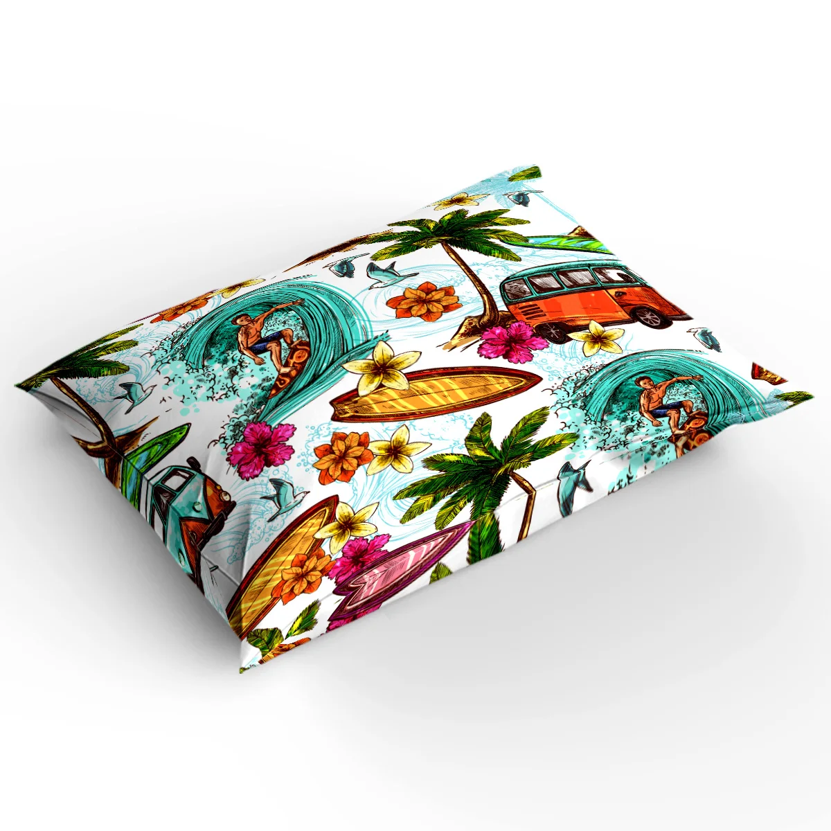 FamilyDecor Пляжный набор постельного белья для серфинга, роскошное покрывало, Комплект постельного белья s 3D King size, красный, синий хлопок, DHL
