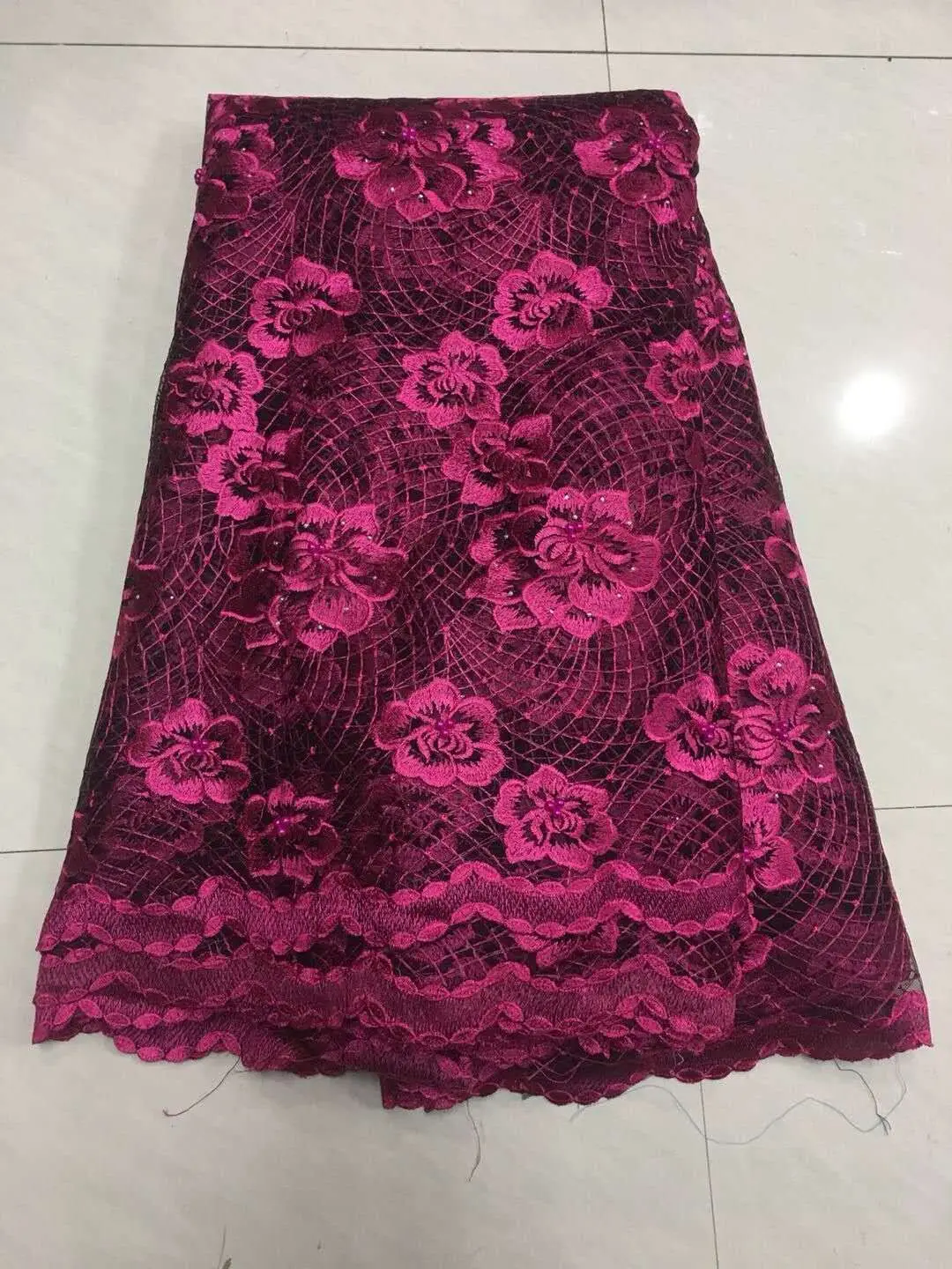 

2018 Latest French Nigerian Laces Fabrics High Quality Tulle African Laces Fabric Wedding African French Tulle Lace ZJ018