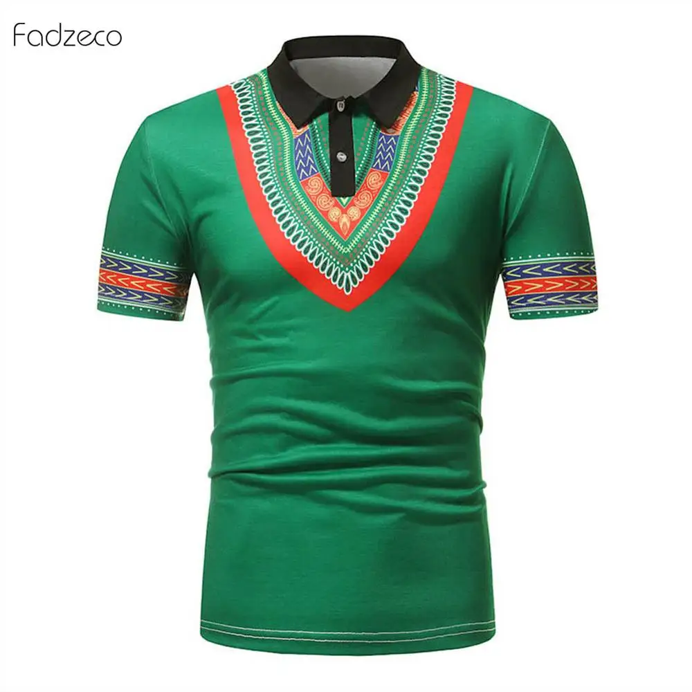 Новинка 2019 африканская мужская одежда Fadzeco Дашики рубашка-поло с коротким