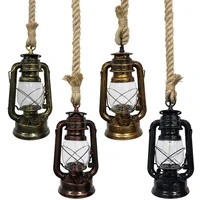 vintage pendant lights hang lamp e27 hemp rope lantern kerosene retro pendant lights hanging lamp industrial indoor home decor