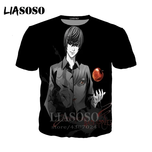 LIASOSO новый дизайн аниме футболка Мужская/Женская печать 3D death note уличная одежда