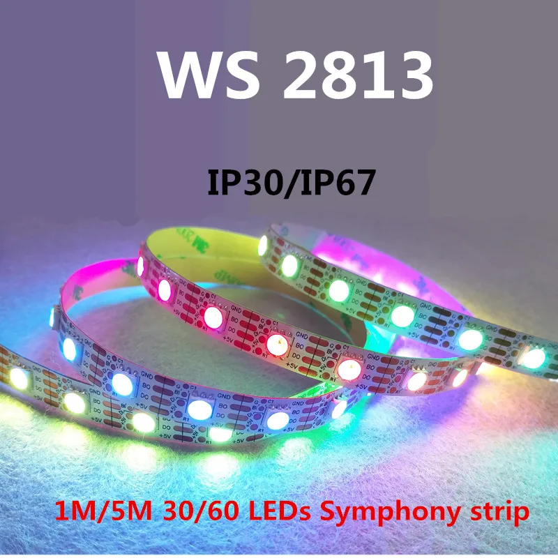 LED WS2812B/WS2813 5 м новый продукт умная светодиодная симфония Пиксельная полоса IP30/IP67