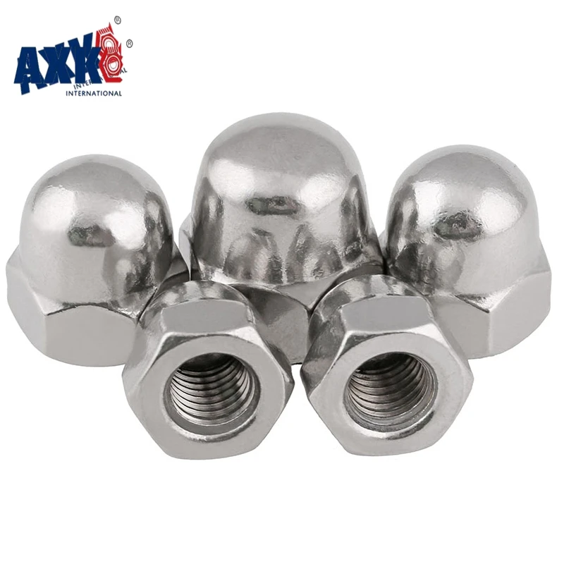 

AXK 50Pcs 20pcs DIN1587 M3 M4 M5 M6 M8 M10 Stainless Steel Cap Nuts Decorative Cover Semicircle Acorn Nut