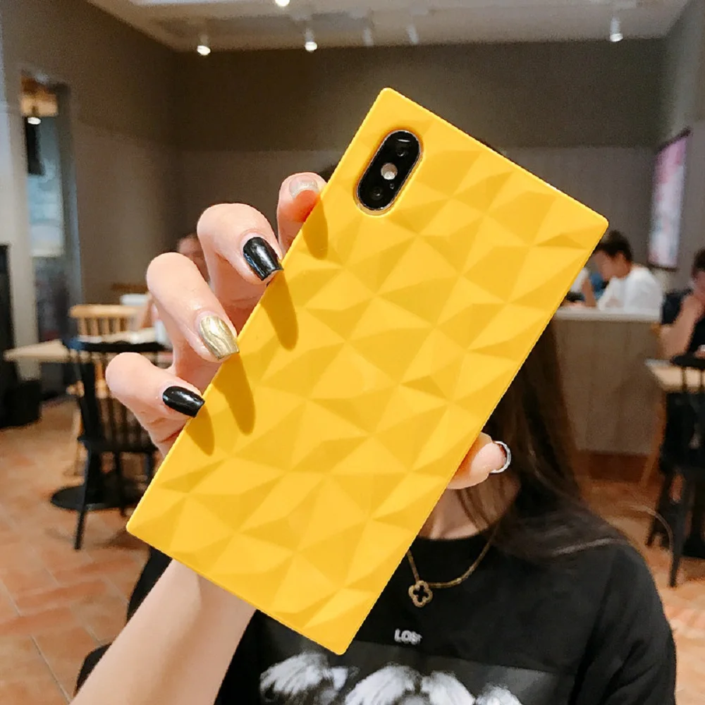 Diamond Square Case On For iphone 6 7 8 Plus Soft TPU Back Cover X XS MAX XR Phone | Мобильные телефоны и аксессуары