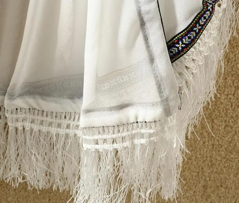 Женская шаль с бахромой пляжный кардиган свободного покроя из шифона для лета |