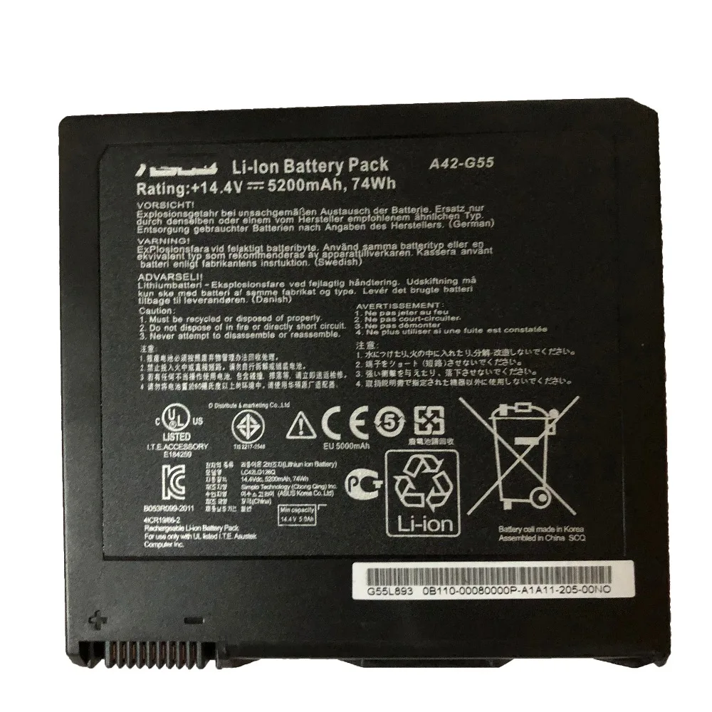 14.4V 5200mAh /74Wh A42-G55 new original laptop Battery Pack for ASUS G55 G55V G55VM G55VW | Компьютеры и офис