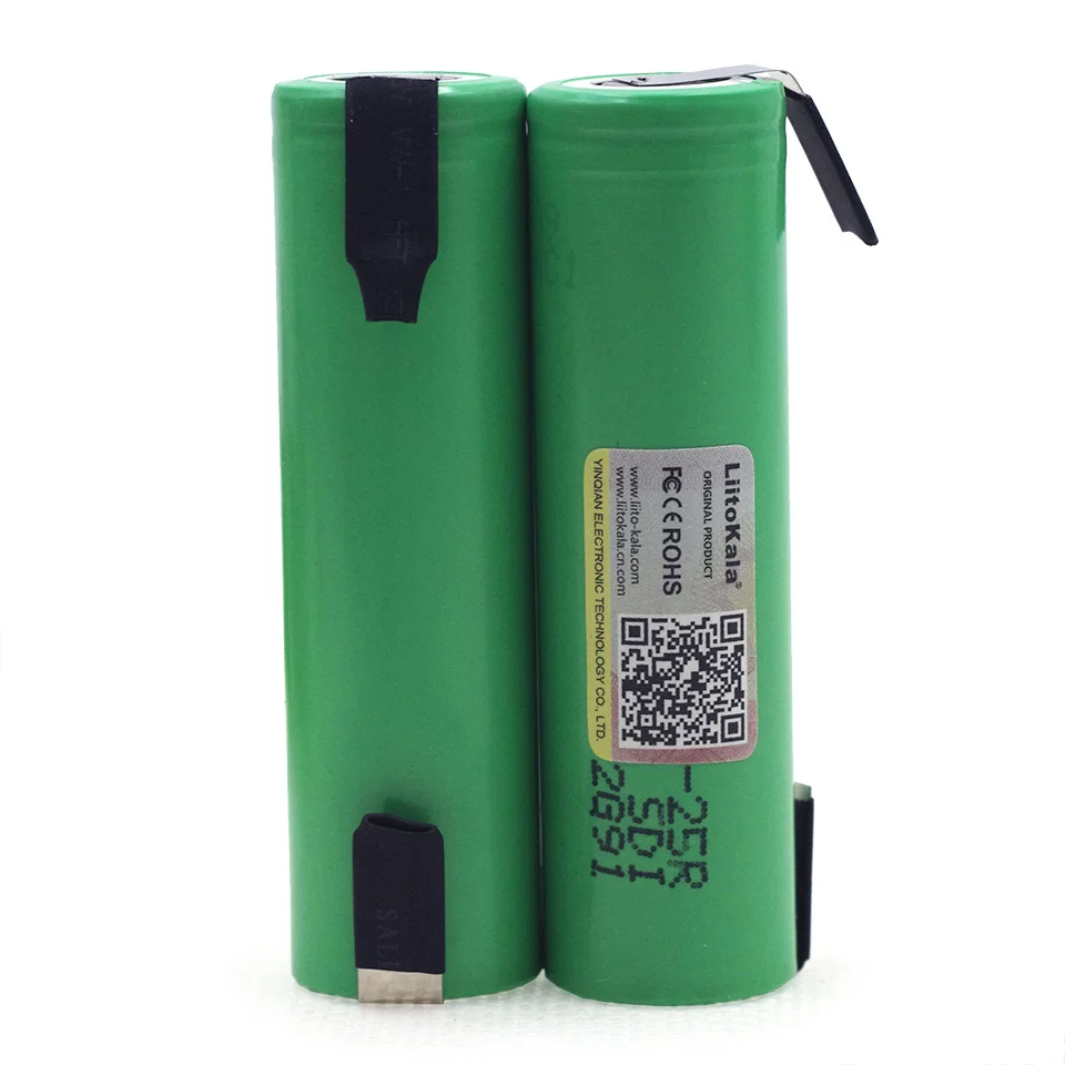 LiitoKala 4 шт./лот 100% Новый 18650 2500 мАч аккумуляторная батарея 3 6 В INR18650 25R 20A разрядка + DIY