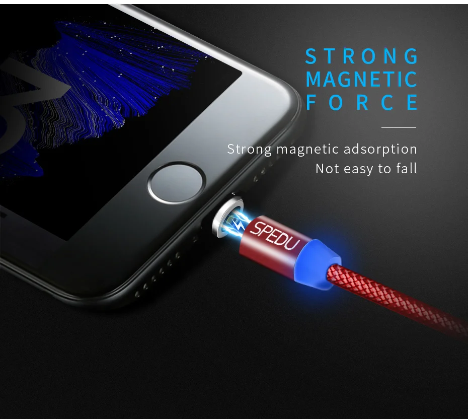 Автомобильное зарядное устройство USB SPEDU для iPhone X 6 7 8 XS Max, магнитный кабель, автомобильное зарядное устройство для телефона, Micro usb type c для samsung S9 S8 Plus xiaomi