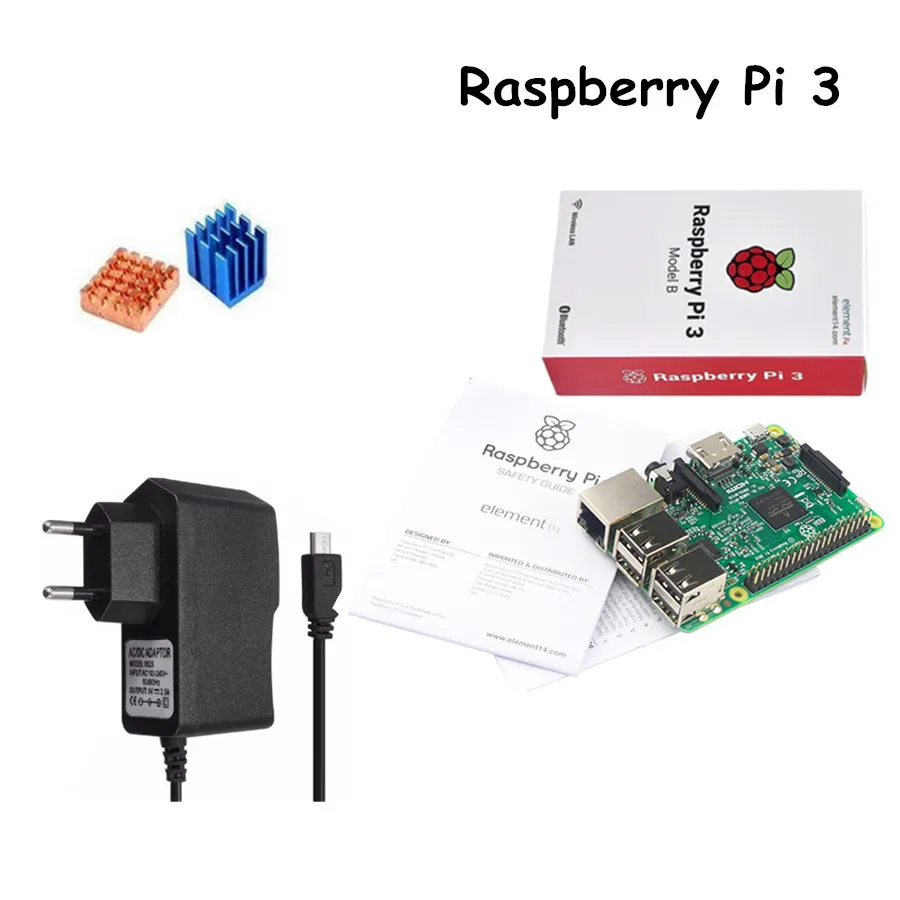 3 в 1 новый оригинальный Raspberry Pi модели B ГБ LPDDR2 BCM2837 quad core 1.2 ГГц с радиаторы + 5 В 2.5A