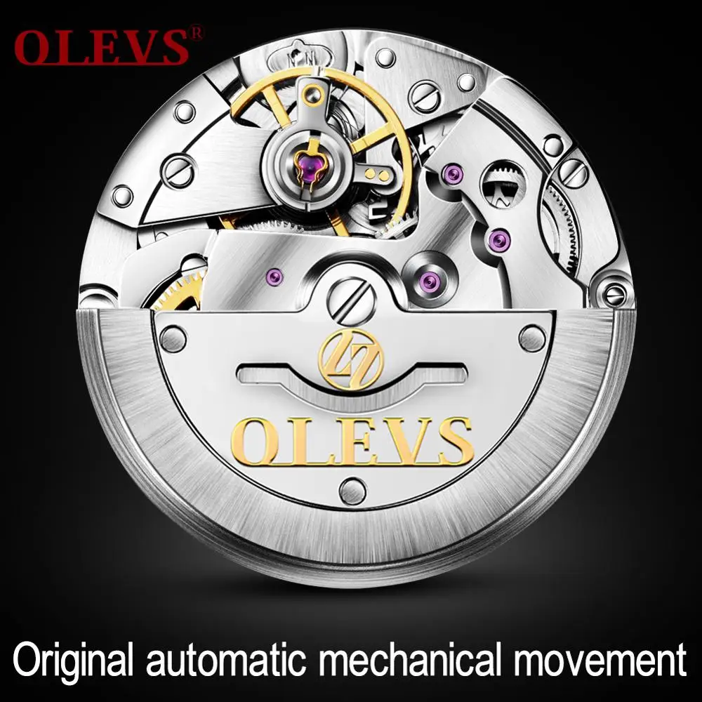 OLEVS Модные Бизнес водонепроницаемые мужские механические часы автоматические
