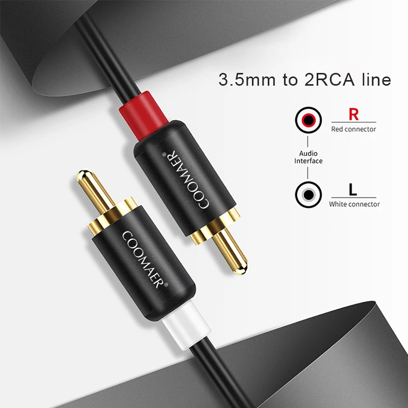 Кабель Coomaer RCA 2RCA на 3 5 аудиокабель мм Jack AUX кабель для DJ усилителей сабвуферов