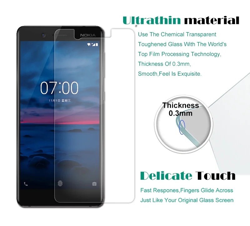 2 шт. 2.5D закаленное стекло высококачественный чехол для NOKIA 7 протектор экрана