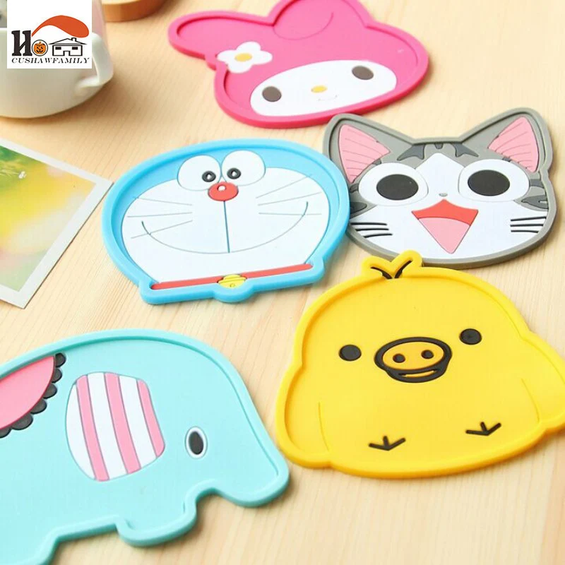 CUSHAWFAMILY Kawaii мультяшная Мягкая силиконовая кофейная подставка для напитков