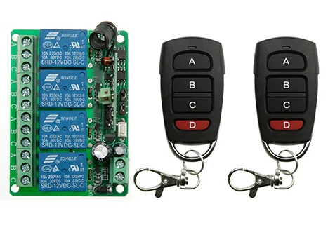 DC12V 4CH RF Беспроводная система дистанционного управления teleswitch 2 * передатчик + 1