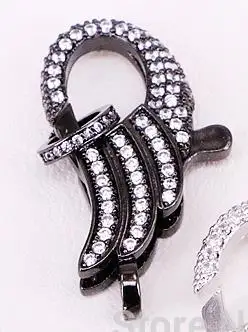 Gunblack color 5 шт. ZYZ324-9739 CZ Micro Pave Крылья Ангела застежка Омар, кубический цирконий застежка, выводы - Цвет: Gunblack color
