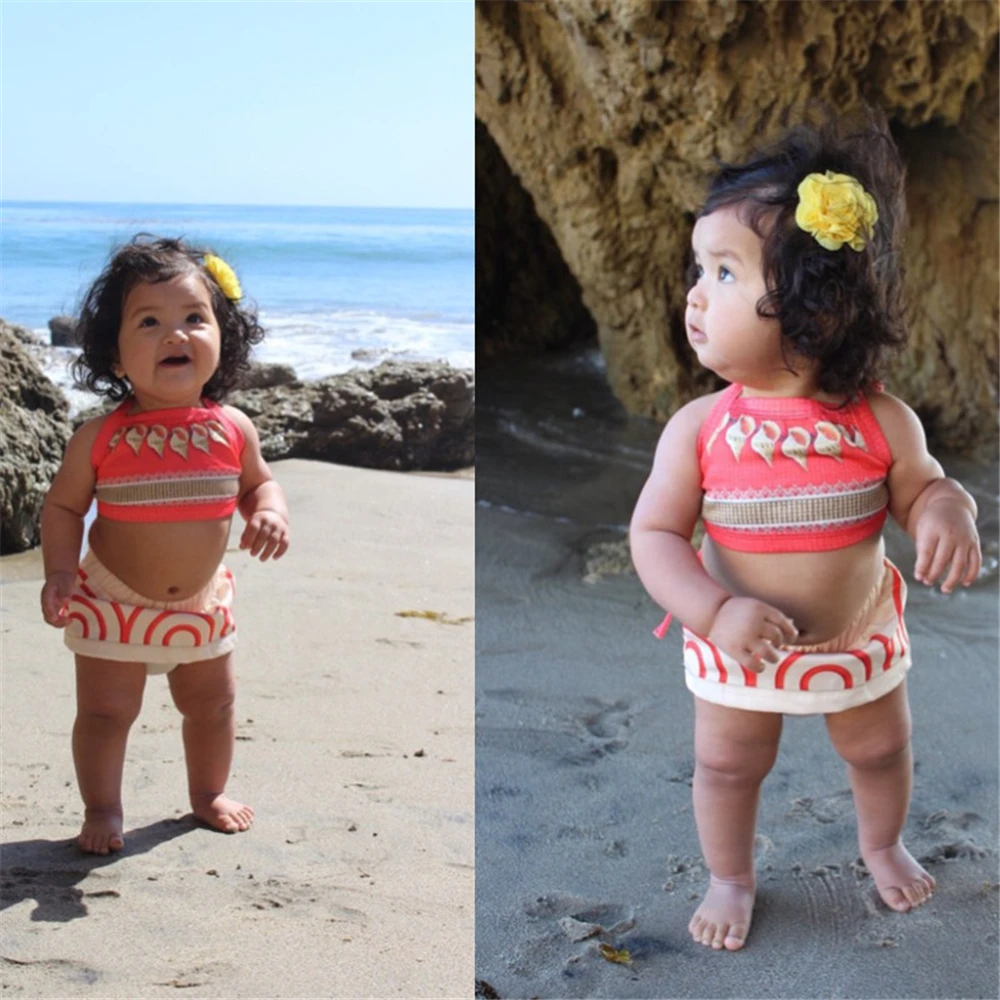 One Piece Summer Vaiana Baby Girl Dress Infant Birthday Party Moana Princess Fluffy Vintage Beach Dress Kids Clothing Set images - 6