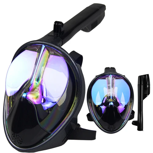 Blue lens-Carbon Крутая маска для дайвинга, мужская маска для дайвинга, маска для подводного плавания, анти-туман, маска для подводного плавания для мужчин, женщин и детей - Цвет: Blue lens-Carbon