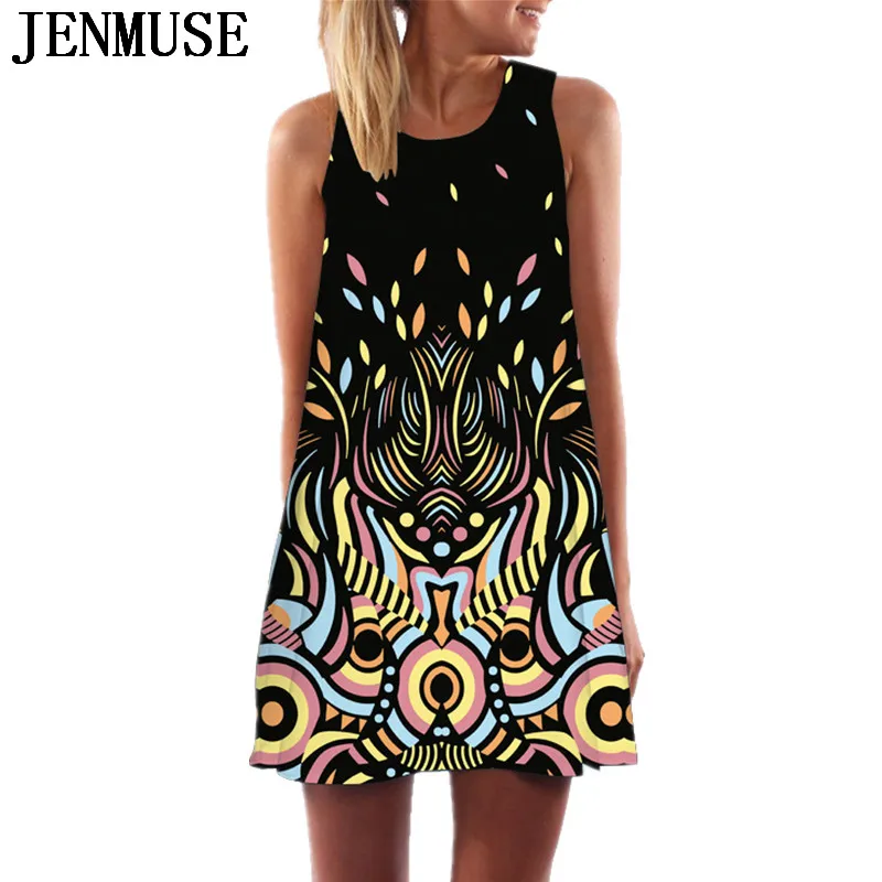Женское мини-платье Jenmuse летнее платье с цветочным принтом в богемном стиле