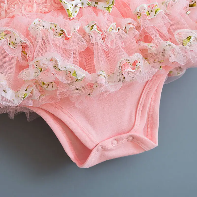 Летнее платье для новорожденных девочек кружевные платья с цветами без рукавов