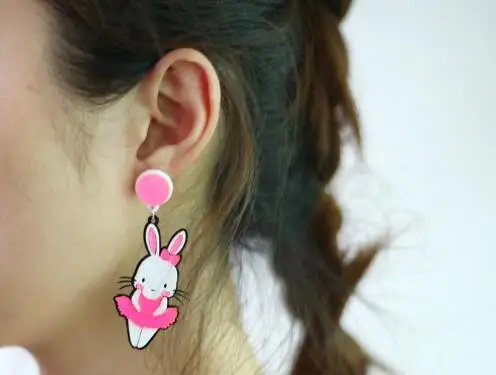 Милые розовые серьги капли с танцующим кроликом для девочек лучший подарок