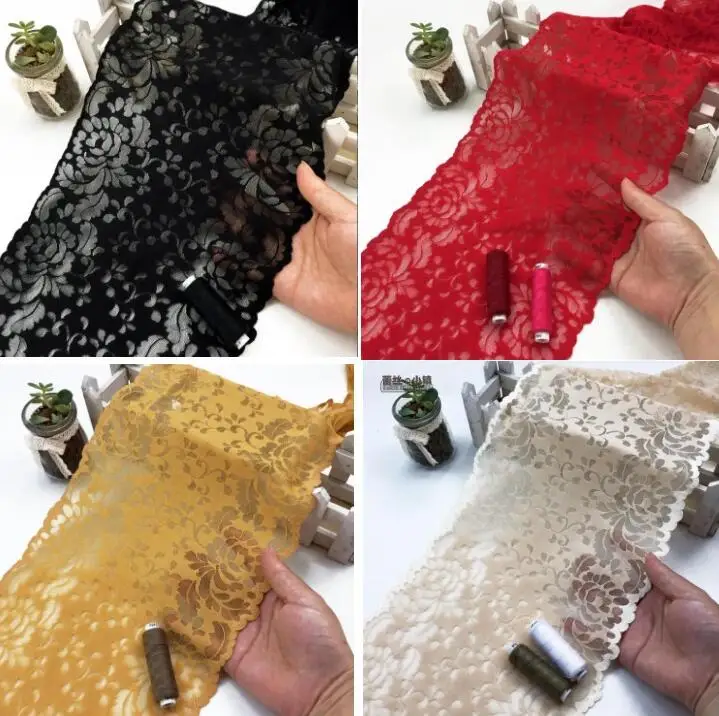 Эластичная кружевная ткань для подвязки черная красная бежевая Имбирная Ширина